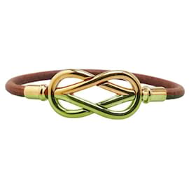 Hermès-HERMES Atame Leather Bracelet Brown Ladies-Brown