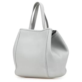 Céline-CELINE Small Folded Cabas Leather 2way Bag Grey-Grey