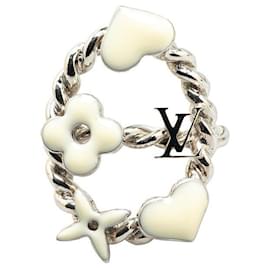 Louis Vuitton-Louis Vuitton Metal Bague Sweet Key Detail Ring Silver M65466-Silvery,Metallic