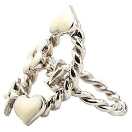 Louis Vuitton-Louis Vuitton Metal Bague Sweet Key Detail Ring Silver M65466-Silvery,Metallic