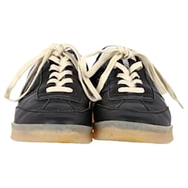 Maison Martin Margiela-MM6 Maison Margiela Panelled Lace-Up Sneakers in Black Leather-Black