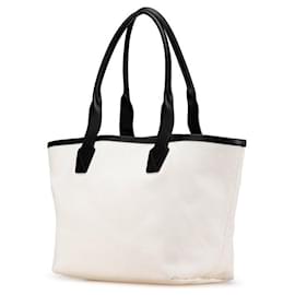 Balenciaga-Sac à main ouvert en toile et cuir avec logo New York BALENCIAGA, blanc 692068-Blanc