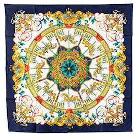 Hermès-HERMES Silk LUNA PARK 90 Scarf Ladies Blue-Blue