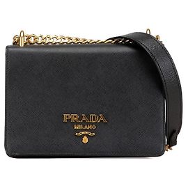 Bolso Cruzado 2 en 1 con Cadena PRADA Saffiano Negro Negro