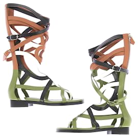 Hermès-HERMES Sandals T.EU 38 Leather-Brown