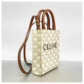 Céline-Celine Triomphe Mini Vertical Cabas Handbag-Brown,White