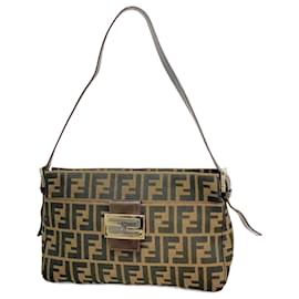 Fendi-Sac à épaule en toile nylon marron Fendi-Marron
