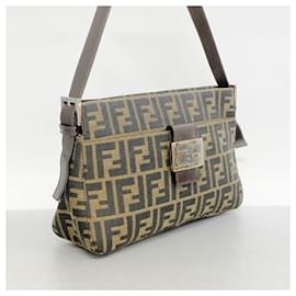 Fendi-Sac à épaule en toile nylon marron Fendi-Marron
