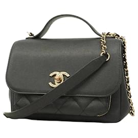 Chanel-Chanel Black Grained Calfskin Shoulder Bag-Black
