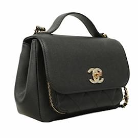 Chanel-Chanel Black Grained Calfskin Shoulder Bag-Black