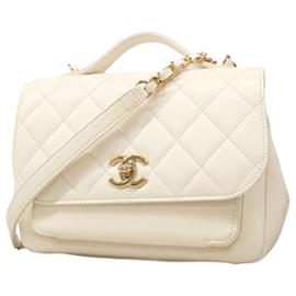 Chanel-Chanel White Grained Calfskin Shoulder Bag-White