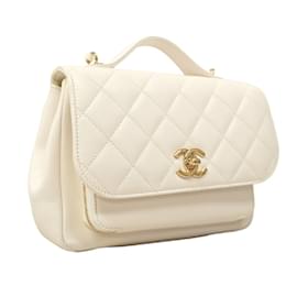 Chanel-Chanel White Grained Calfskin Shoulder Bag-White