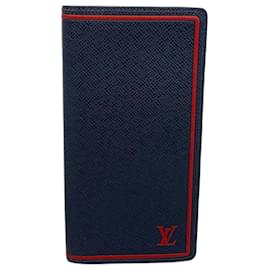 Louis Vuitton-Louis Vuitton Long Wallet Taiga Portefeuille Brazza-Red,Navy blue