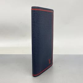 Louis Vuitton-Louis Vuitton Long Wallet Taiga Portefeuille Brazza-Red,Navy blue