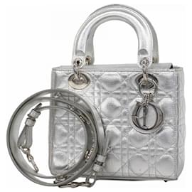 Christian Dior-Christian Dior Cannage Lady Handbag in Silver-Silvery