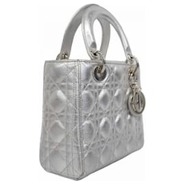 Christian Dior-Christian Dior Cannage Lady Handbag in Silver-Silvery