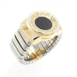 Bulgari-Bvlgari Silver and Yellow Gold Band Ring-Silvery,Golden