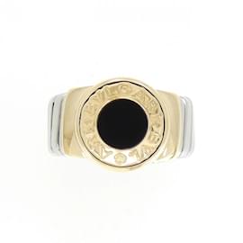 Bulgari-Bvlgari Silver and Yellow Gold Band Ring-Silvery,Golden