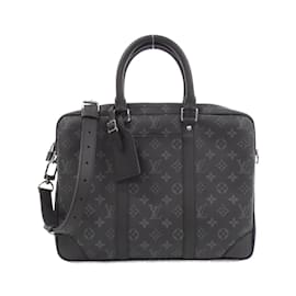 Louis Vuitton-Louis Vuitton Monogram Eclipse Porto Document Voyage Handbag-Black