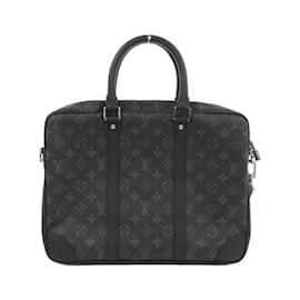 Louis Vuitton-Louis Vuitton Monogram Eclipse Porto Document Voyage Handbag-Black