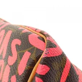 Louis Vuitton-Louis Vuitton Monogram Graffiti Speedy 30cm Boston Bag-Brown,Fuschia
