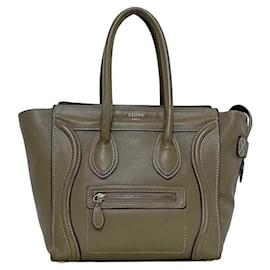 Céline-Celine Beige Leather Tote Bag-Beige