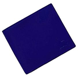 Burberry-Burberry Blue Leather Bi-Fold Wallet-Blue