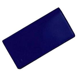 Burberry-Burberry Blue Leather Bi-fold Long Wallet-Blue