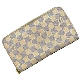 Louis Vuitton-Louis Vuitton Gray and White Damier Canvas Long Wallet-Brown,White