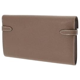 Hermès-Portefeuille Hermes Kelly en gris Etoupe-Taupe
