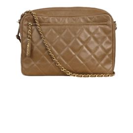 Bolsa Chanel Camera Bag em Couro Acolchoado Camelo Marrom