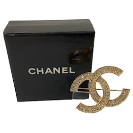 Chanel-Chanel Rhinestone Brooch-Golden