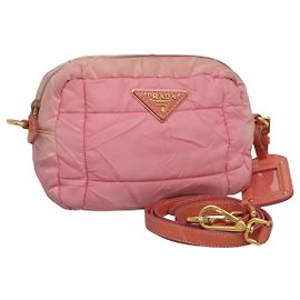PRADA Bolsa de Ombro Nylon Rosa Ouro Auth MX052 Rosa Dourado