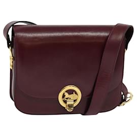 Céline-CELINE Horse Carriage Shoulder Bag Leather Red Auth ep8414-Red
