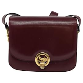Céline-CELINE Horse Carriage Shoulder Bag Leather Red Auth ep8414-Red