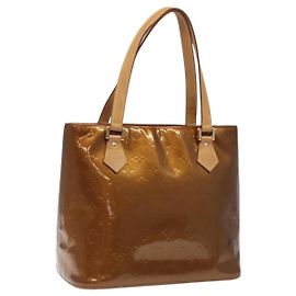 LOUIS VUITTON Bolso de Mano Houston Monogram Vernis Bronce M91122 LV Auth MX087 Bronce