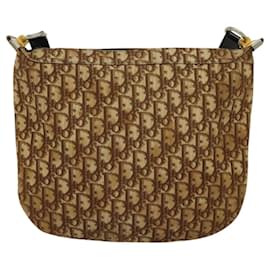 Christian Dior-Christian Dior Trotter Canvas Shoulder Bag Brown Gold Auth BD1551-Brown,Golden