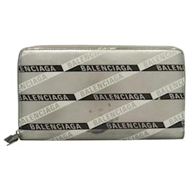 Balenciaga-PORTefeuille BALENCIAGA Cuir Argent 551935 Auth bs24240-Argenté