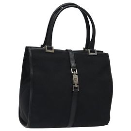 GUCCI Borsa a Mano Jackie Nylon Nero Argento 002 1065 Auth ep8460 Nero Argento