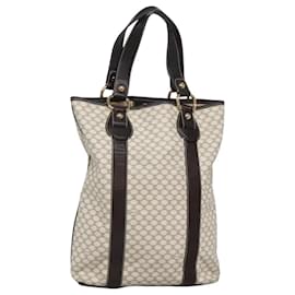 Céline-CELINE Macadam Canvas Tote Bag PVC Leather White Gold Auth BD1814-White,Golden