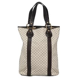 Céline-CELINE Macadam Canvas Tote Bag PVC Leather White Gold Auth BD1814-White,Golden
