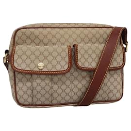 Céline-CELINE Macadam Canvas Shoulder Bag Beige Gold Auth KD518-Beige,Golden
