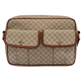 Céline-CELINE Macadam Canvas Shoulder Bag Beige Gold Auth KD518-Beige,Golden