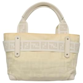 Fendi-Sac à main FENDI en nylon blanc argent authentique bs24206-Argenté,Blanc