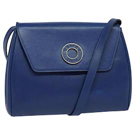 Céline-CELINE Shoulder Bag Leather Blue Gold Auth MX045-Blue,Golden