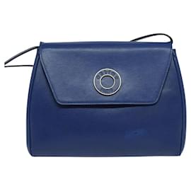 Céline-CELINE Shoulder Bag Leather Blue Gold Auth MX045-Blue,Golden