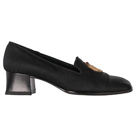 Schwarze Satin-Absatzslipper von Ralph Lauren Schwarz