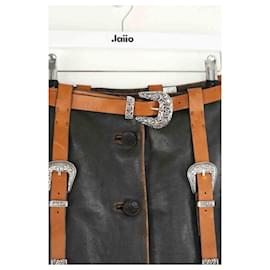 Acne-Leather mini skirt-Black