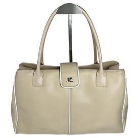 Bolsa de couro vintage Courreges bege Branco
