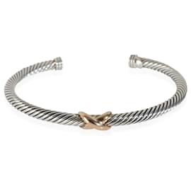 David Yurman-David Yurman Rose Gold & Sterling Silver  Cable X Bracelet-Other